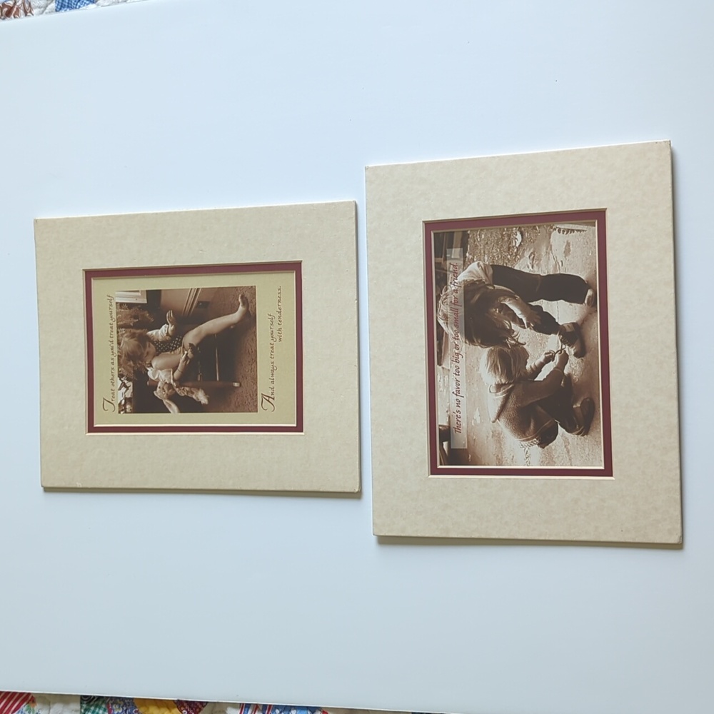 matted photos children with words endearment cream mauve border 8x10